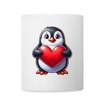Pingouin amoureux Coeur Saint-Valentin - Mug blanc - blanc - Devant