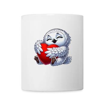 Verliebte Eule Schneeeule Herz Valentinstag - Tasse - Weiß - Vorne