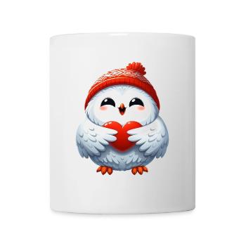 Schneeeule Herz Liebe Valentinstag Design - Tasse - Weiß - Vorne