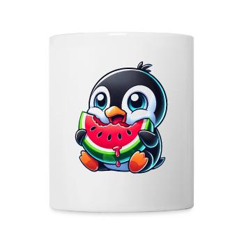 Süßer Pinguin Cartoon Wassermelone Sommer - Tasse - Weiß - Vorne