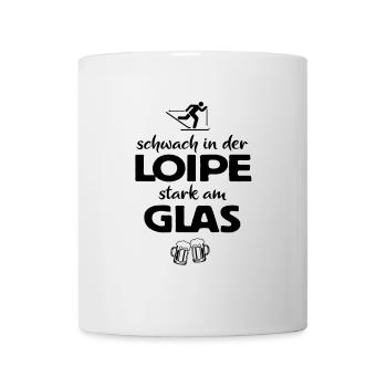 Ski - Schwach in der Loipe, stark am Glas - Tasse - Weiß - Vorne