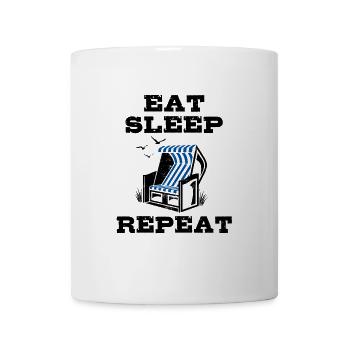 Eat Sleep Chaise de plage Repeat - Vacances - Mer - Mug blanc - blanc - Devant