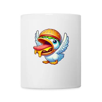 Funny duck with burger on its head - Mug - white - Front