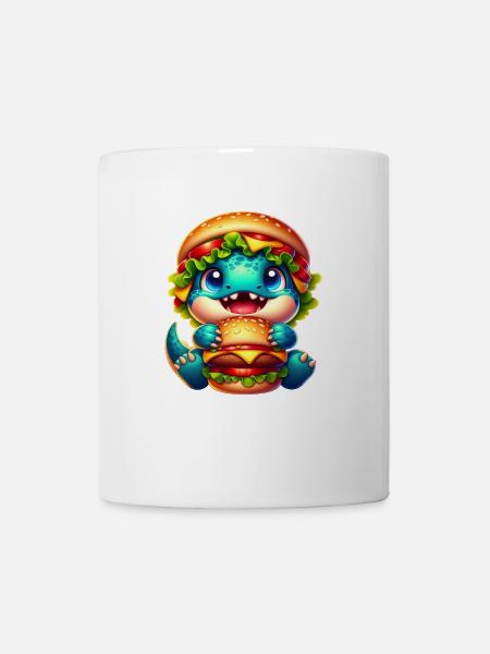 Mignon T-Rex Burger Fantaisiste Drôle Restauration rapide - Mug blanc - blanc