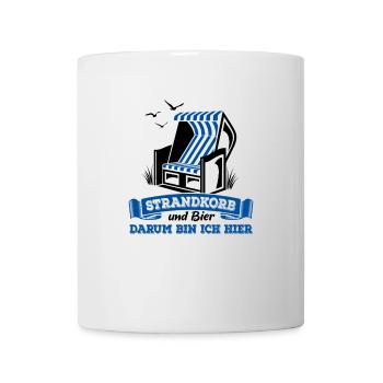 Strandkorb & Bier - darum bin ich hier - Tasse - Weiß - Vorne