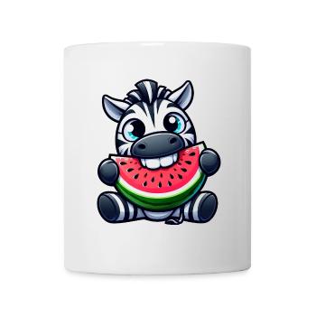 Süßes Zebra Cartoon Wassermelone Sommerfrucht - Tasse - Weiß - Vorne