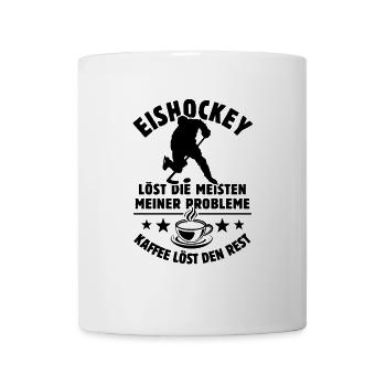 Eishockey löst meine Probleme - Kaffee Spruch - Tasse - Weiß - Vorne