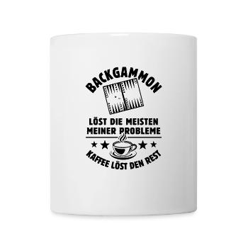 Backgammon löst meine Probleme - Kaffee Spruch - Tasse - Weiß - Vorne