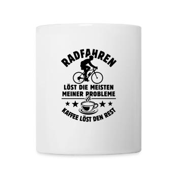 Radfahren löst meine Probleme - Kaffee Spruch - Tasse - Weiß - Vorne