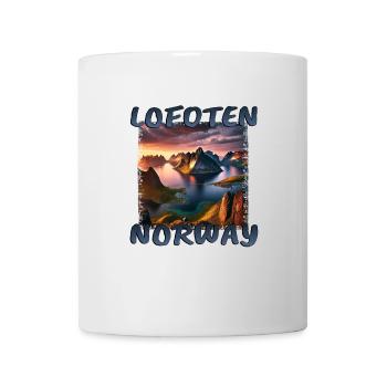 Lofoten Norway Grunge Fjord Sunset - Mug - white - Front