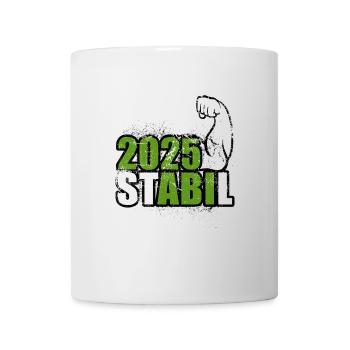 Stabil Abi 2025 - Bizeps - Abitur - Spruch - Tasse - Weiß - Vorne