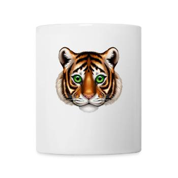 Tiger Portrait mit Grünen Augen - Wildkatzenkopf I - Tasse - Weiß - Vorne