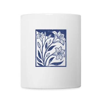 Lys - Gravure sur bois - Printemps - Été - Dicton - Mug blanc - blanc - Devant