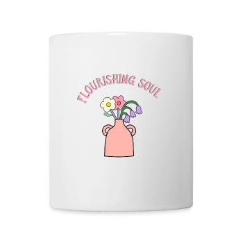 Blumenstrauß in Vase - Aufblühende Schönheit - Tasse - Weiß - Vorne