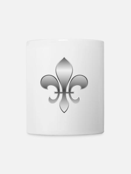 Fleur de Lys / Fleur de Lis Aspect argent métallisé - Mug blanc - blanc