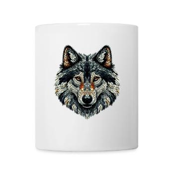 Bunter Wolf im Mosaik-Stil - Tasse - Weiß - Vorne