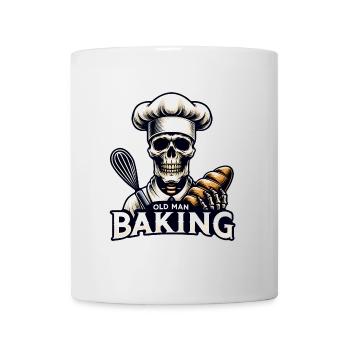 Old Man Baking Skull mit Bäckermütze backt Brot - Tasse - Weiß - Vorne
