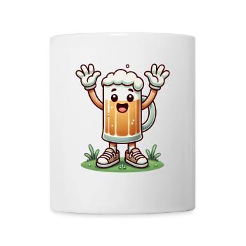 Happy Beer Mug Cartoon Character - Mug - white - Front
