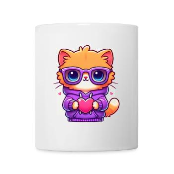 Chat cool en lunettes de soleil avec cœur - Mug blanc - blanc - Devant