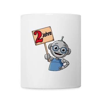 Ich bin 2 Jahre zweiter Geburtstag kleiner Roboter - Tasse - Weiß - Vorne