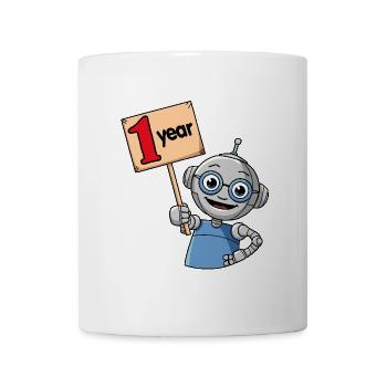 J’ai 1 an premier anniversaire petit robot - Mug blanc - blanc - Devant