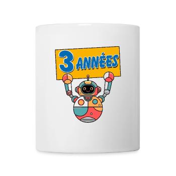 J'ai trois ans, troisième anniversaire avec robot - Mug blanc - blanc - Devant