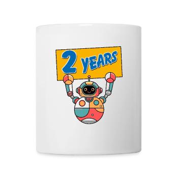 Ich bin 2 Jahre zweiter Geburtstag Roboter - Tasse - Weiß - Vorne