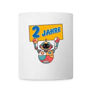 Ich bin 2 Jahre zweiter Geburtstag Roboter - Tasse - Weiß - Vorne