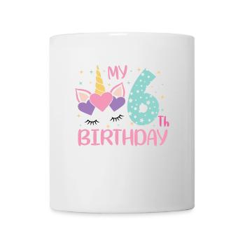 6.Geburtstag Einhorngesicht - Tasse - Weiß - Vorne
