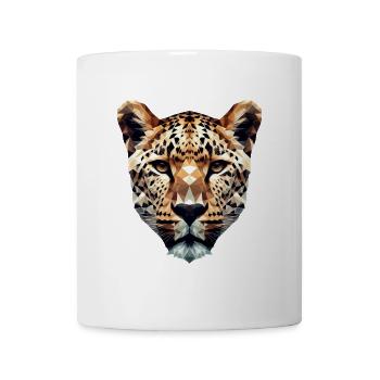 Ein Leopardenkopf im Polygon-Stil - Tasse - Weiß - Vorne