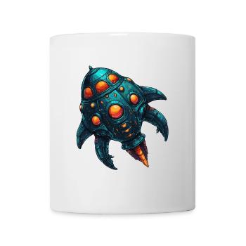 Buntes fantasievolles skurriles Raumschiff - Tasse - Weiß - Vorne