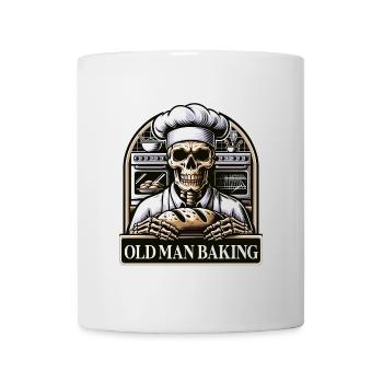 Old Man Baking Skull mit Bäckermütze mit Brot - Tasse - Weiß - Vorne