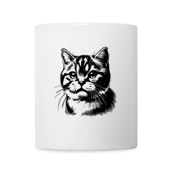 Cute cat portrait in black and white - Mug - white - Front