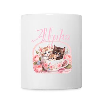 katze in tasse,katze, tasse,alpha, rosa, rosen - Tasse - Weiß - Vorne