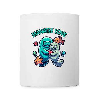 Verliebte Manatees Dugongs mit bunten Fischen - Tasse - Weiß - Vorne
