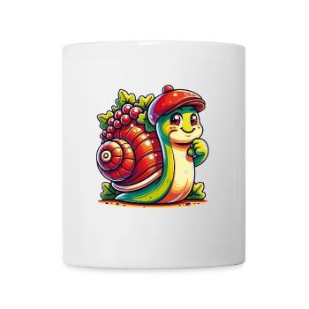 Kleine süße Schnecke mit Basecap und Trauben - Tasse - Weiß - Vorne
