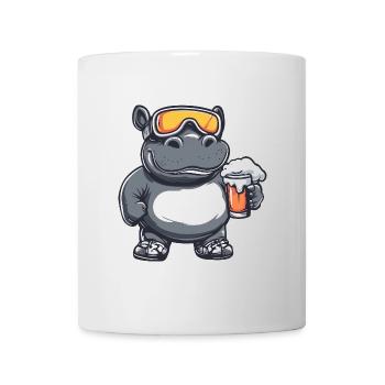 Hippopotame Après-Ski Bière Bande Dessinée - Mug blanc - blanc - Devant