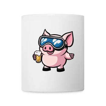 Porc Après-ski Bière Bande dessinée - Mug blanc - blanc - Devant