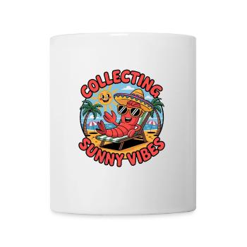 Ambiance estivale ensoleillée Drôle de crabe sur la plage - Mug blanc - blanc - Devant
