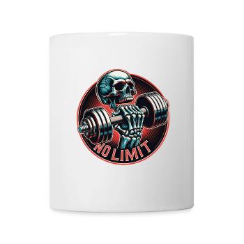 keine Grenze Skull im Workout Bodybuilding Hantel - Tasse - Weiß - Vorne