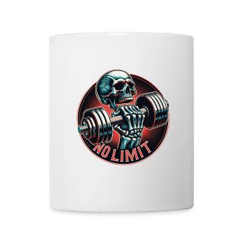 keine Grenze Skull im Workout Bodybuilding Hantel - Tasse - Weiß - Vorne