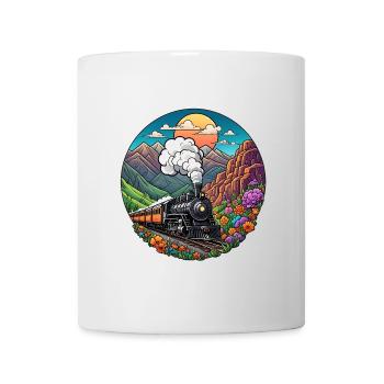 Nostalgic Railway Train of Smoking Locomotive - Mug - white - Front
