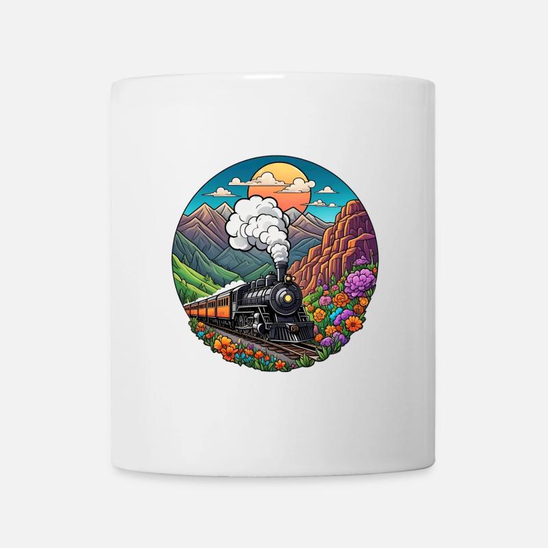 Nostalgischer Eisenbahnzug qualmender Lokomotive - Tasse - Weiß