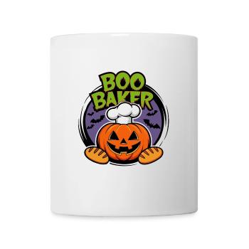 Halloweenkürbis mit Bäckermütze und Broten - Tasse - Weiß - Vorne