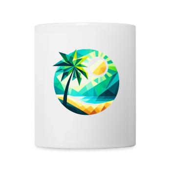 Palme in einer Bucht im Polygon-Stil - Tasse - Weiß - Vorne