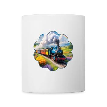 Chemin de fer coloré avec locomotive à vapeur fumante - Mug blanc - blanc - Devant