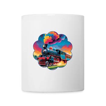 Chemin de fer coloré avec locomotive à vapeur fumante - Mug blanc - blanc - Devant