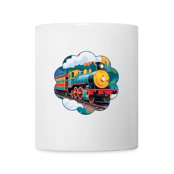 Chemin de fer coloré avec locomotive à vapeur fumante - Mug blanc - blanc - Devant
