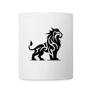 Proud tribal tattoo lion with wild mane - Mug - white - Front