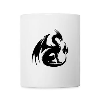 Wütender Drache mit gewaltigen Flügeln und Flamme - Tasse - Weiß - Vorne